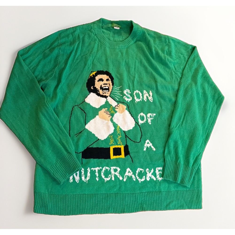 ELF Son Of A Nutcracker Green Ugly Christmas Sweater Size 2X Unisex Adult